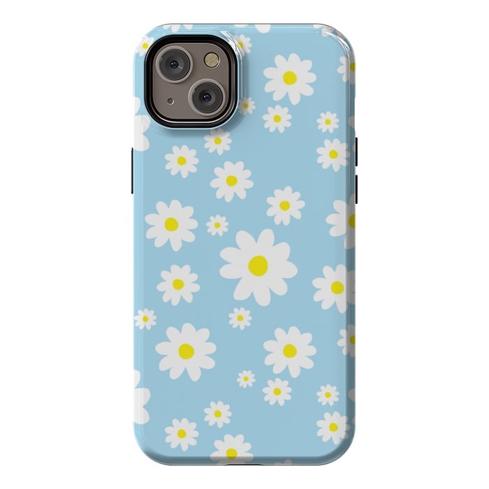 iPhone 14 Plus StrongFit Blue Daisy Flower Pattern by Julie Erin Designs