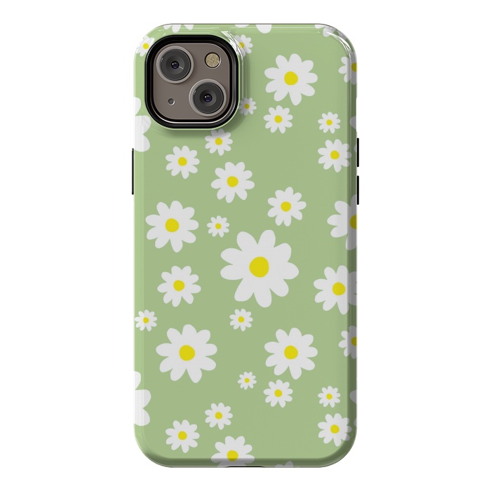 iPhone 14 Plus StrongFit Spring Green Daisy Flower Pattern by Julie Erin Designs
