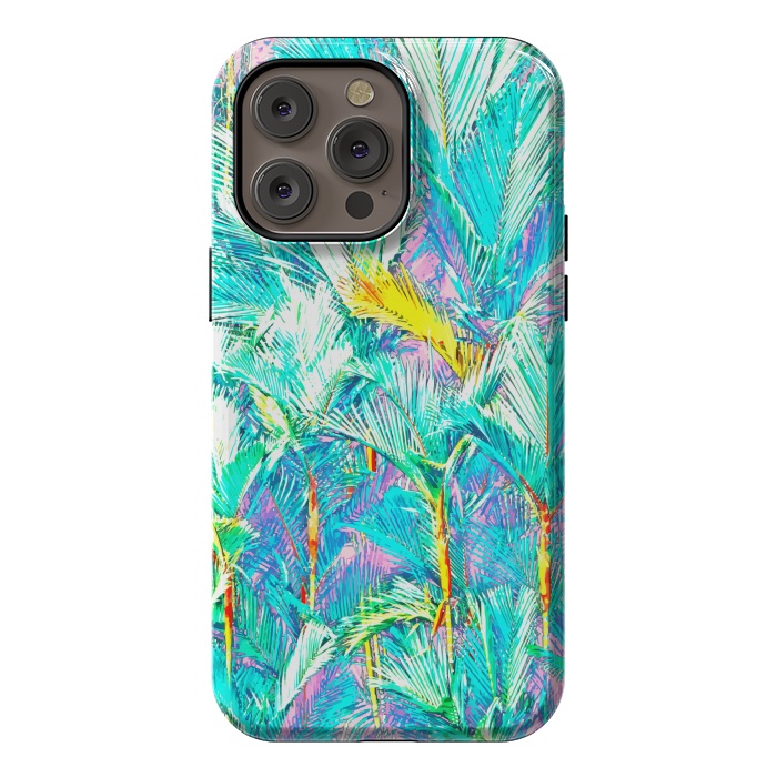 iPhone 14 Pro max StrongFit Palm Garden, Tropical Nature Jungle Botanical Painting, Bohemian Intricate Pastel Forest by Uma Prabhakar Gokhale