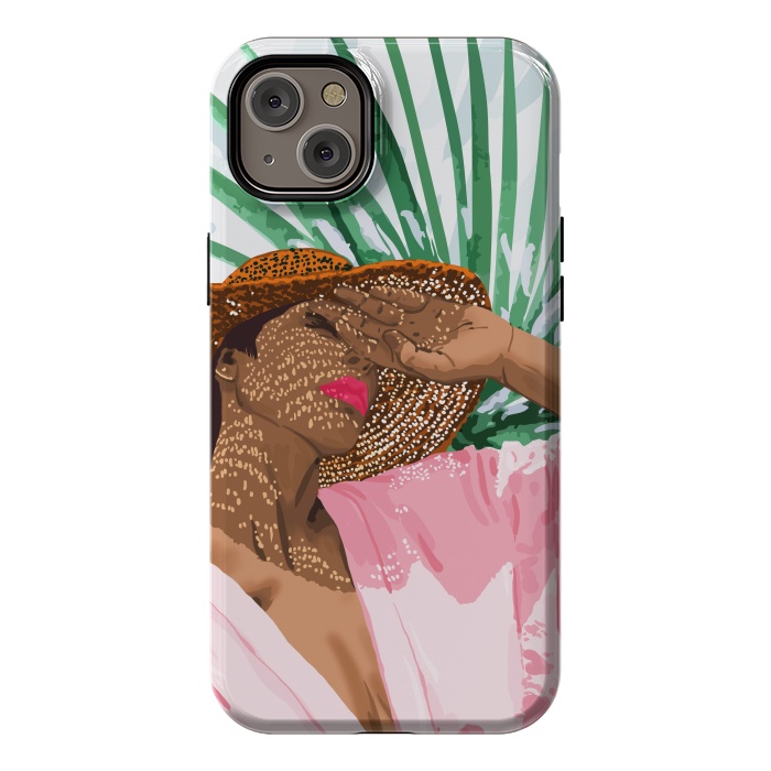 iPhone 14 Plus StrongFit Sunshine in My Soul | Black Woman Tropical Travel | Modern Boho Palm Summer Vacation Fashion by Uma Prabhakar Gokhale