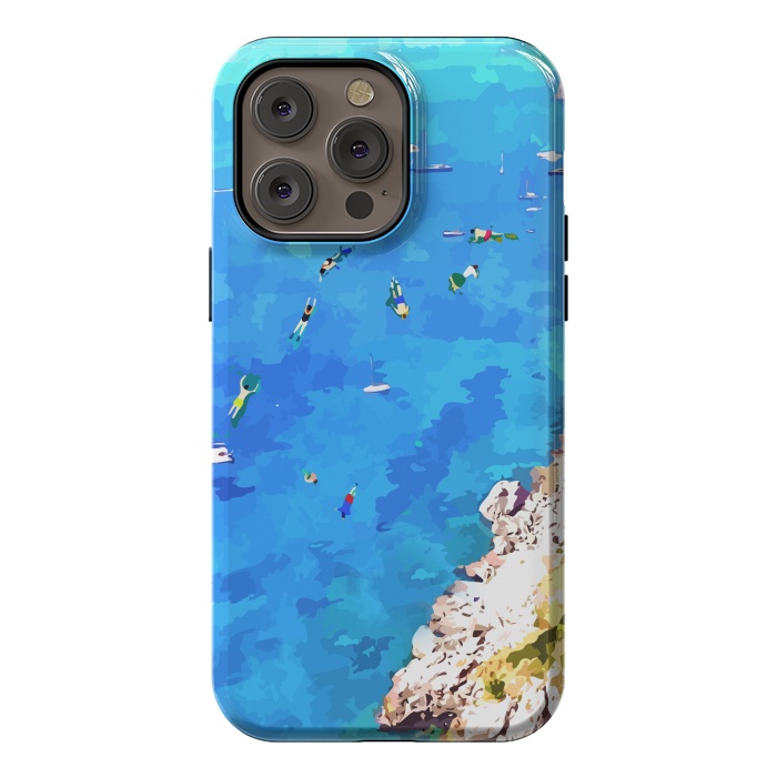 iPhone 14 Pro max StrongFit Capri Island, Italy Tropical Travel, Nature Landscape Painting, Ocean Beach Summer Illustration by Uma Prabhakar Gokhale