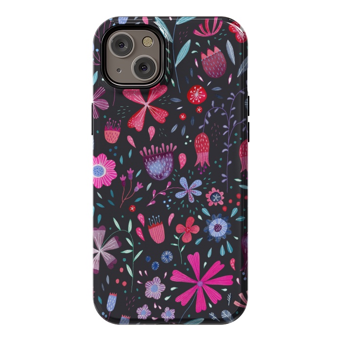 iPhone 14 Plus StrongFit Kennington Flowers Dark by Nic Squirrell