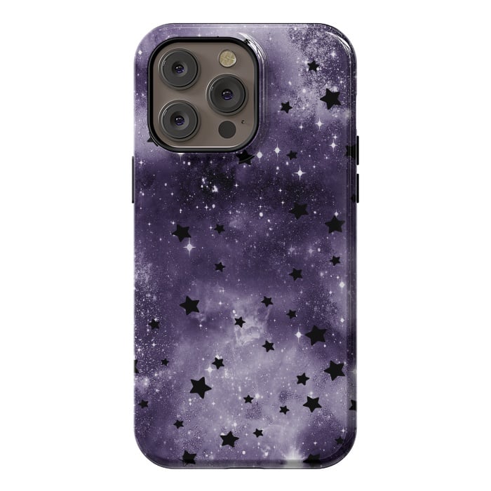 iPhone 14 Pro max StrongFit Dark purple starry galaxy - celestial pattern by Oana 