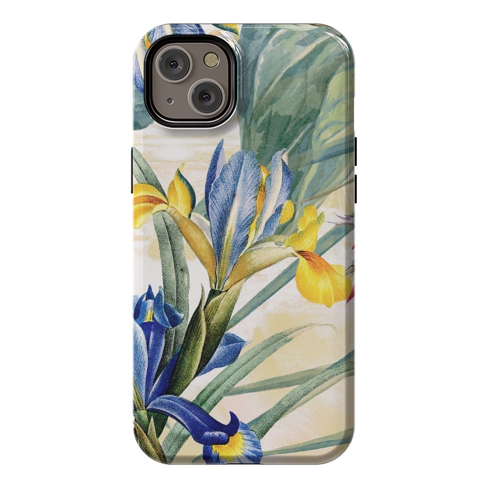 iPhone 14 Plus StrongFit Elegant iris flowers - watercolor botanical illustration by Oana 