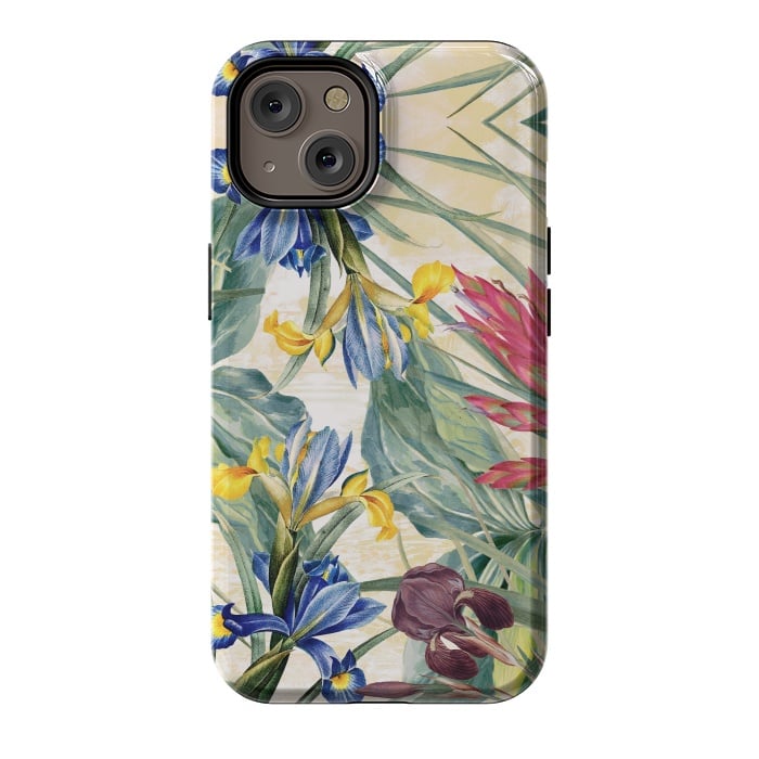 iPhone 14 StrongFit Elegant iris flowers - watercolor botanical illustration by Oana 