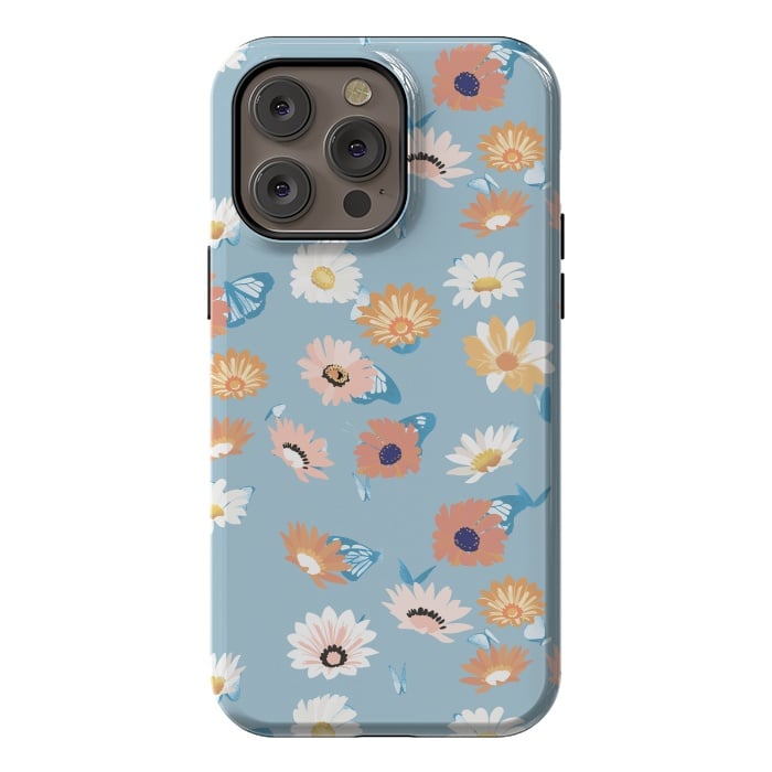 iPhone 14 Pro max StrongFit Pastel daisy petals and butterflies - colorful aesthetic pattern by Oana 