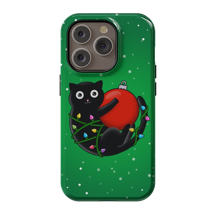 iPhone 14 Pro StrongFit Cat and christmas by Coffee Man