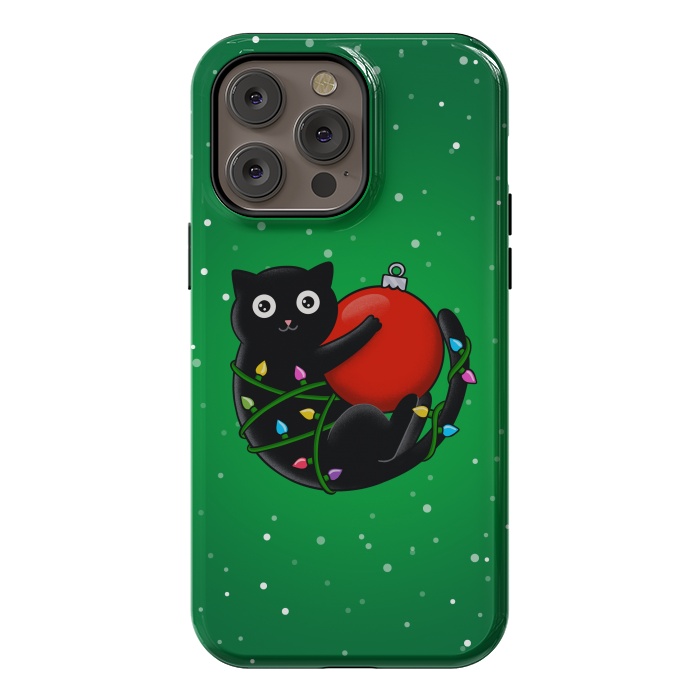 iPhone 14 Pro max StrongFit Cat and christmas by Coffee Man