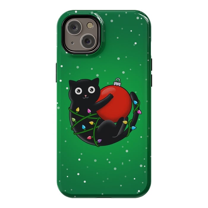 iPhone 14 Plus StrongFit Cat and christmas by Coffee Man