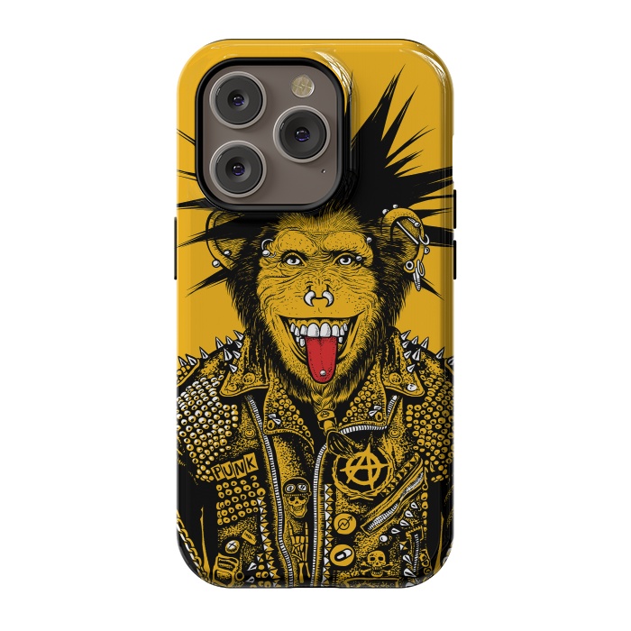 iPhone 14 Pro StrongFit Yellow punk monkey by Alberto