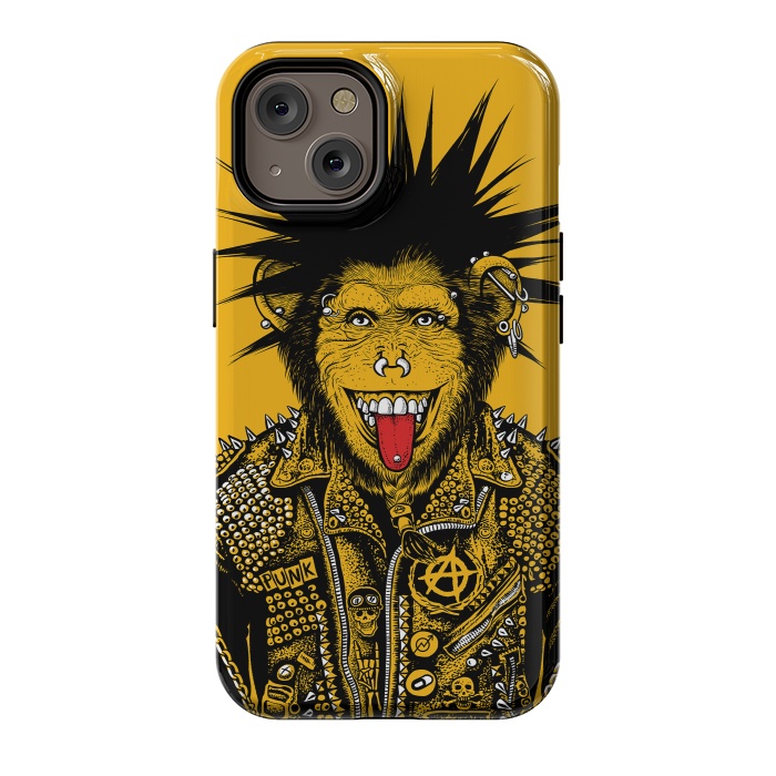 iPhone 14 StrongFit Yellow punk monkey by Alberto