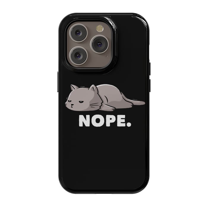 iPhone 14 Pro StrongFit Nope Funny Cute Lazy Cat Gift by eduely