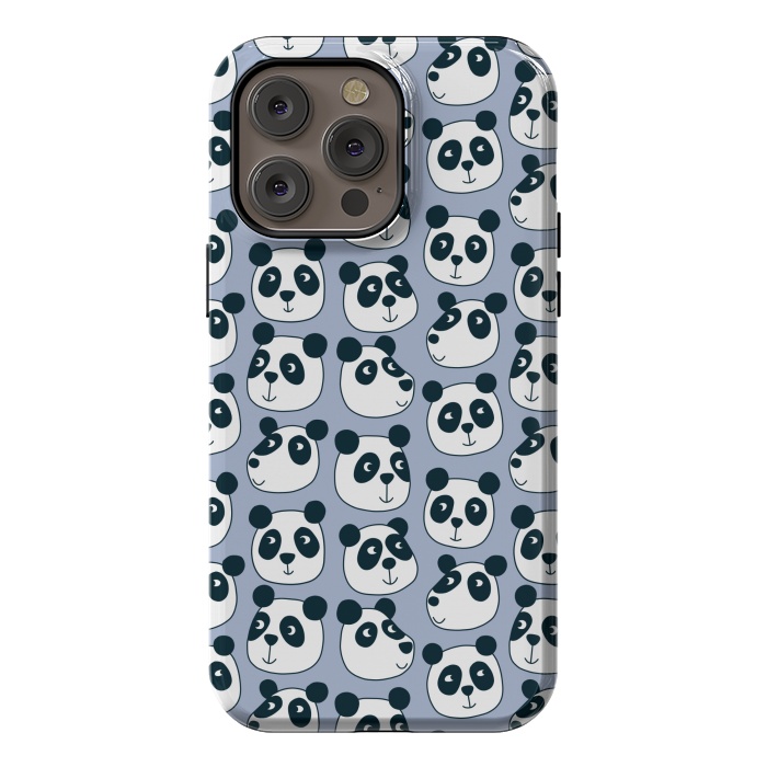 iPhone 14 Pro max StrongFit Particularly Pleasant Panda Bears on Blue by Nic Squirrell
