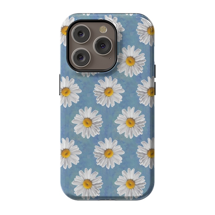 iPhone 14 Pro StrongFit Daisy Blues - Daisy Pattern on Cornflower Blue by Tangerine-Tane