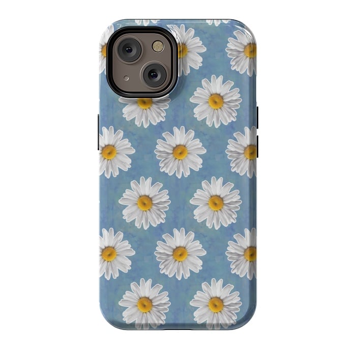 iPhone 14 StrongFit Daisy Blues - Daisy Pattern on Cornflower Blue by Tangerine-Tane