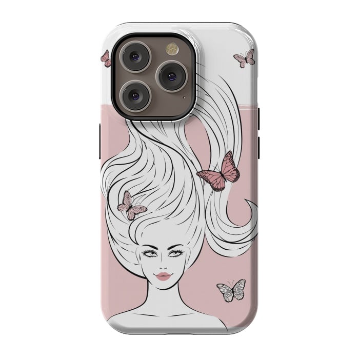 iPhone 14 Pro StrongFit Butterfly Hair Girl by Martina