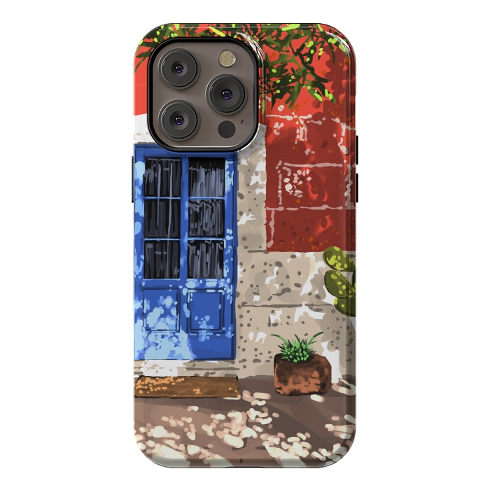 iPhone 14 Pro max StrongFit Intentful Living | Summer Architecture Travel Positivity | Optimism Good Vibes Bohemian House Door by Uma Prabhakar Gokhale