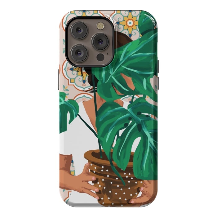 iPhone 14 Pro max StrongFit Plant Lady & The Urban Junglow | Blush Botanical Home Décor | House Plants Bohemian Woman Bedroom by Uma Prabhakar Gokhale