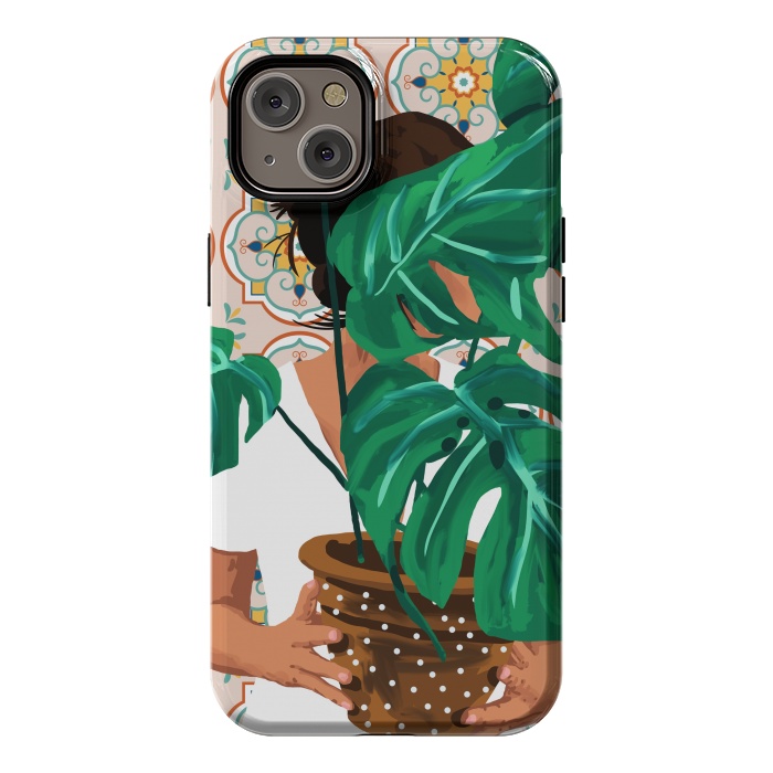 iPhone 14 Plus StrongFit Plant Lady & The Urban Junglow | Blush Botanical Home Décor | House Plants Bohemian Woman Bedroom by Uma Prabhakar Gokhale