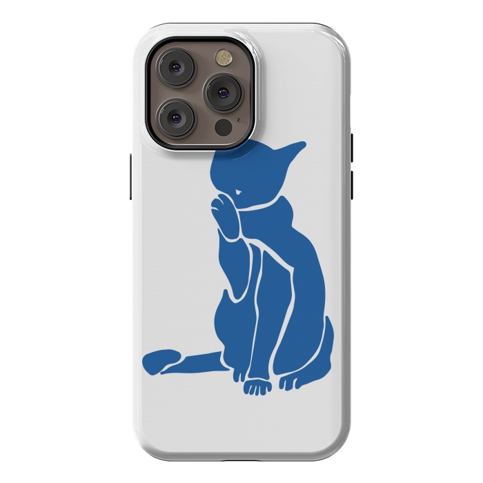iPhone 14 Pro max StrongFit Matisse's Cat Var. 1 in Blue by ECMazur 