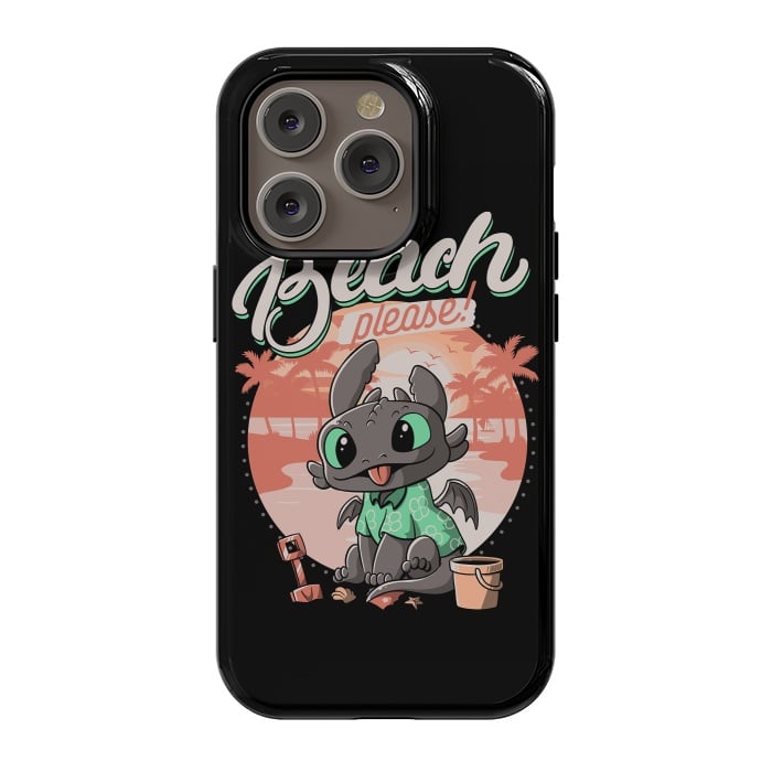 iPhone 14 Pro StrongFit Summer Dragon Funny Beach Please by eduely