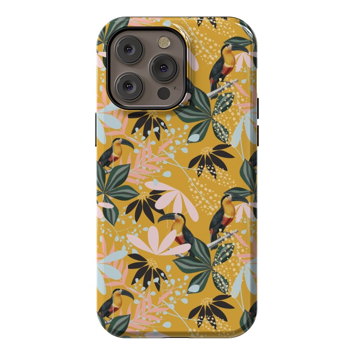 iPhone 14 Pro max StrongFit Tropical Toucan Garden by Uma Prabhakar Gokhale