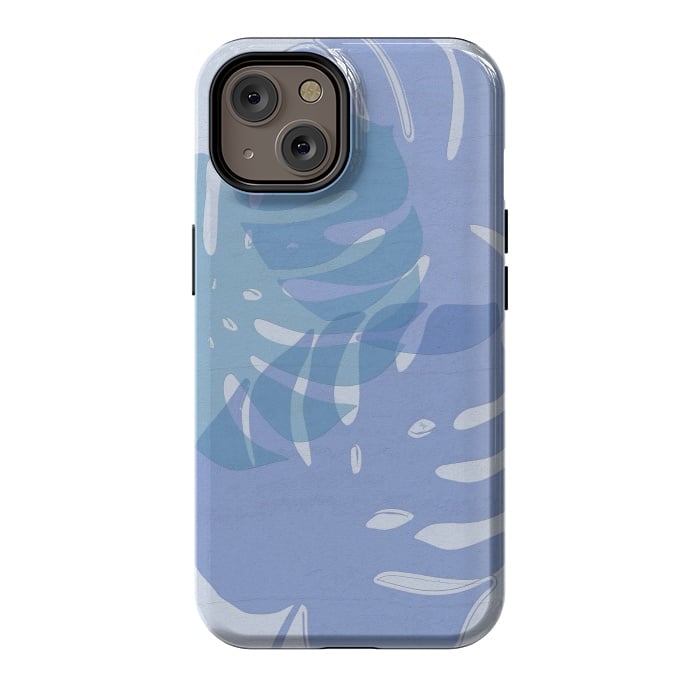iPhone 14 StrongFit Blue Leaves by Martina