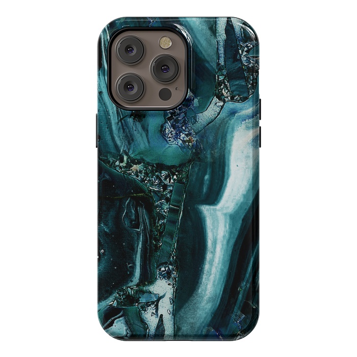 iPhone 14 Pro max StrongFit Dark emerald green geode marble by Oana 