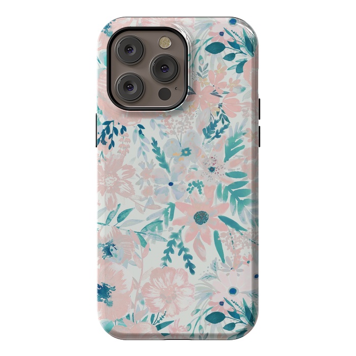 iPhone 14 Pro max StrongFit Watercolor wildflowers - petals and foliage pattern by Oana 