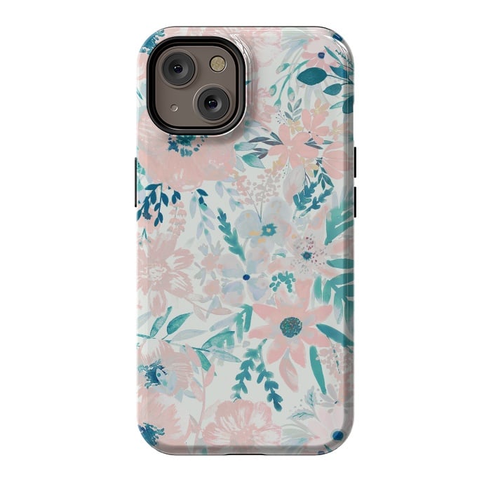 iPhone 14 StrongFit Watercolor wildflowers - petals and foliage pattern by Oana 