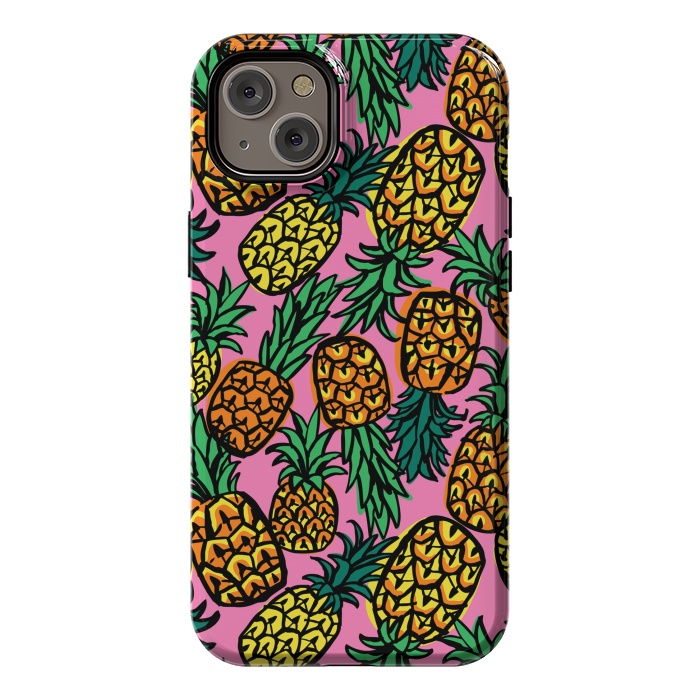 iPhone 14 Plus StrongFit Tropical Pineapples by Laura Grant