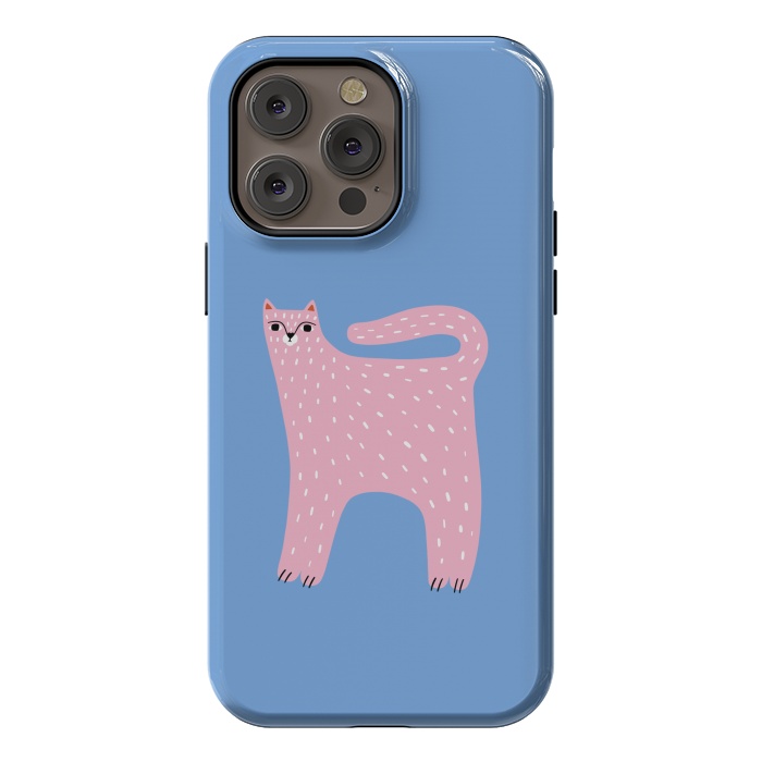iPhone 14 Pro max StrongFit Pink Cat by Sam Pernoski