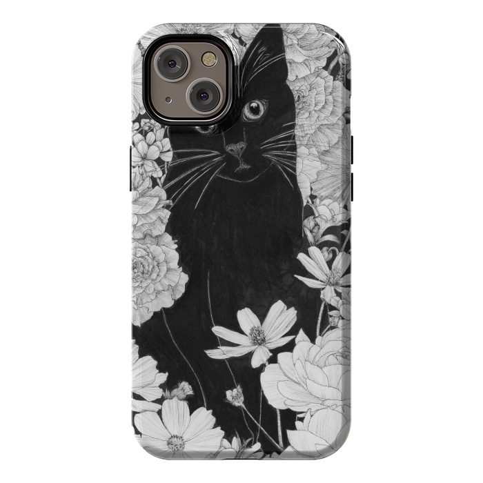 iPhone 14 Plus StrongFit Little Black Garden Cat by ECMazur 