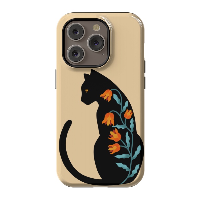 iPhone 14 Pro StrongFit Cat Floral by Coffee Man