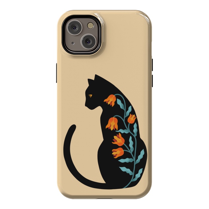 iPhone 14 Plus StrongFit Cat Floral by Coffee Man