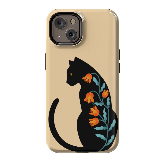 iPhone 14 StrongFit Cat Floral by Coffee Man