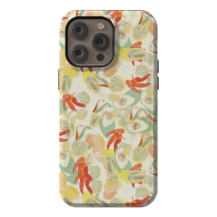 iPhone 14 Pro max StrongFit Colorful exotic fruits and chili - tropical fruit pattern by Oana 
