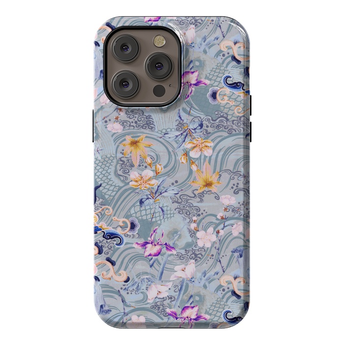 iPhone 14 Pro max StrongFit Flowers and fish - Chinese decorative pattern by Oana 