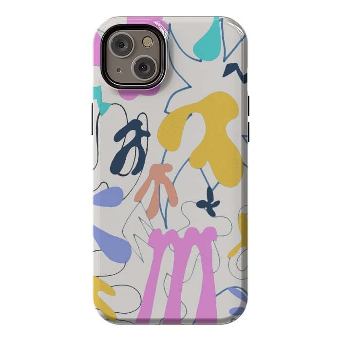 iPhone 14 Plus StrongFit Colorful retro doodles - Matisse abstract pattern by Oana 