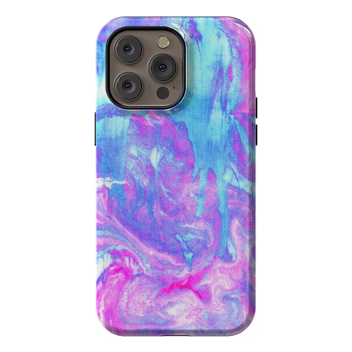 iPhone 14 Pro max StrongFit Melting Marble in Pink & Turquoise by Tangerine-Tane