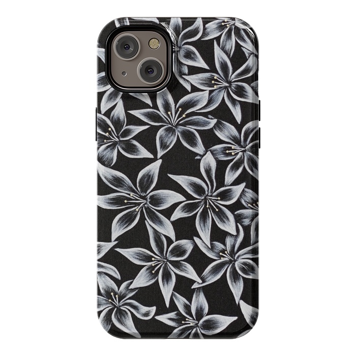 iPhone 14 Plus StrongFit Black & White Lily by Denise Cassidy Wood