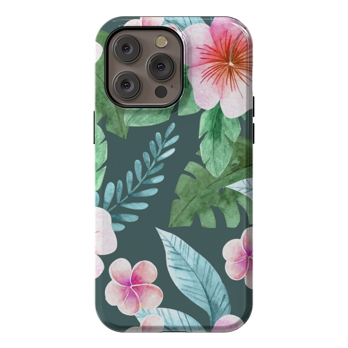 iPhone 14 Pro max StrongFit Tropical Pink Floral by ArtsCase