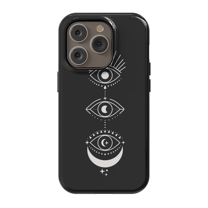 iPhone 14 Pro StrongFit Black Eyes Moon Phases by ArtPrInk