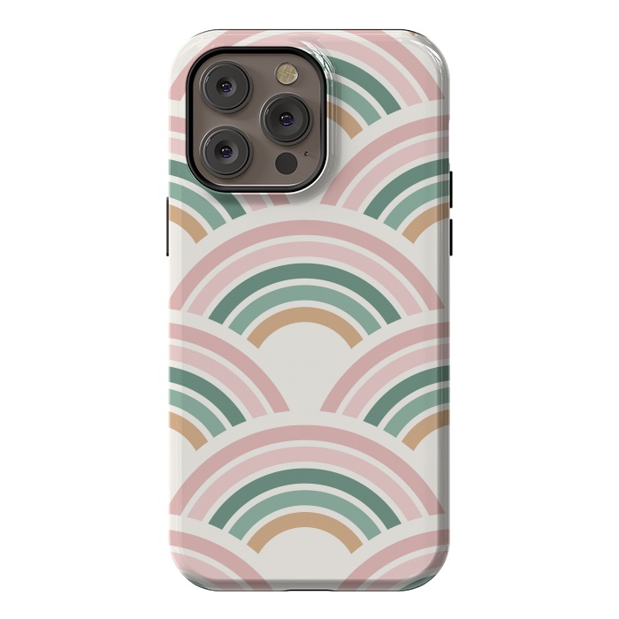 iPhone 14 Pro max StrongFit Blush & Green Rainbow Pattern by ArtPrInk