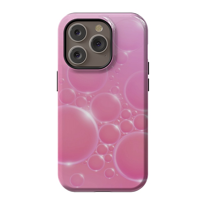 iPhone 14 Pro StrongFit Pink Bubbles by Martina