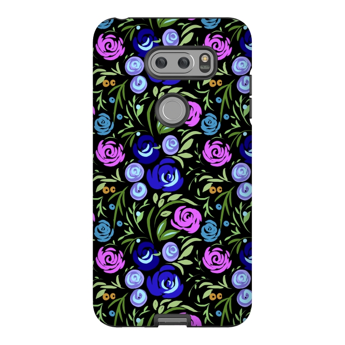 V30 StrongFit Floral design with tiny roses blue pink pattern by Josie