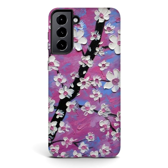 Galaxy S21 plus StrongFit Cherry blossoms oil art original by ArtKingdom7