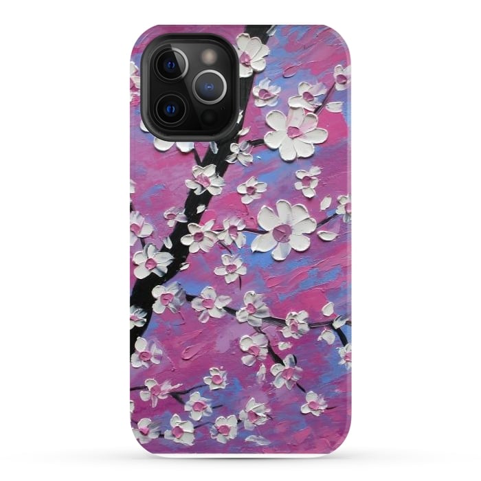 iPhone 12 Pro Max StrongFit Cherry blossoms oil art original by ArtKingdom7