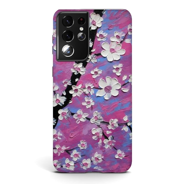 Galaxy S21 ultra StrongFit Cherry blossoms oil art original by ArtKingdom7