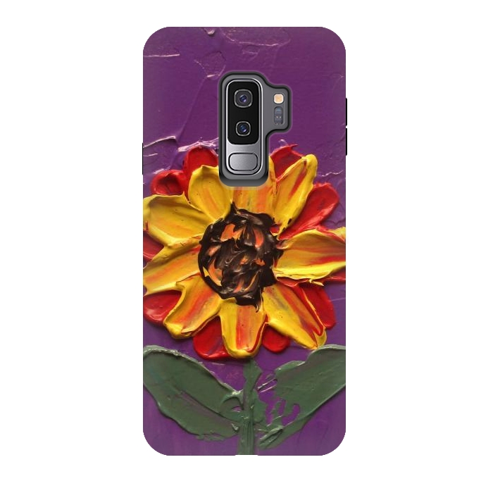 Galaxy S9 plus StrongFit Sunflower acrylic painting by ArtKingdom7